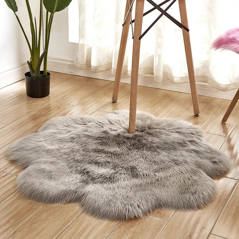 Dropshipping  Fluffy Round Faux Fur Plush Rug Carpet For Living Room Kids Bed Room Decor Luxury Soft Sheepskin Rug Floor mat