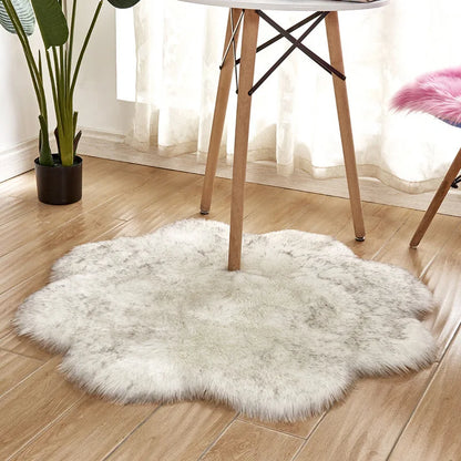 Dropshipping  Fluffy Round Faux Fur Plush Rug Carpet For Living Room Kids Bed Room Decor Luxury Soft Sheepskin Rug Floor mat