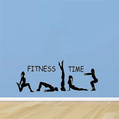 Fitness Time Wall Decal Sport Girls Gymnast Yoga Art Wall Stickers Gym Home Deocration Vinyl Wall Art Mural Girl Sports