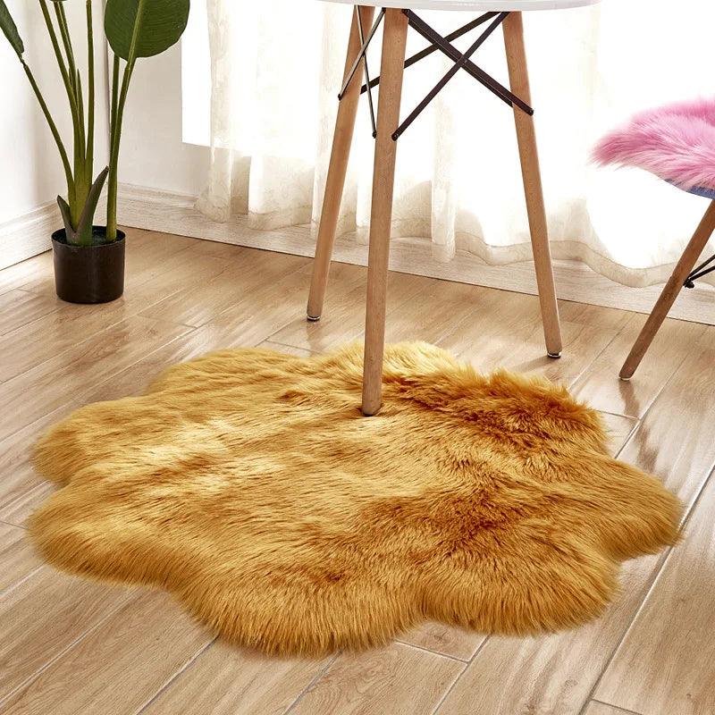 Dropshipping  Fluffy Round Faux Fur Plush Rug Carpet For Living Room Kids Bed Room Decor Luxury Soft Sheepskin Rug Floor mat