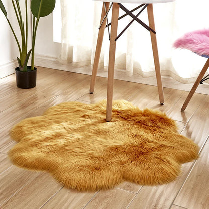 Dropshipping  Fluffy Round Faux Fur Plush Rug Carpet For Living Room Kids Bed Room Decor Luxury Soft Sheepskin Rug Floor mat