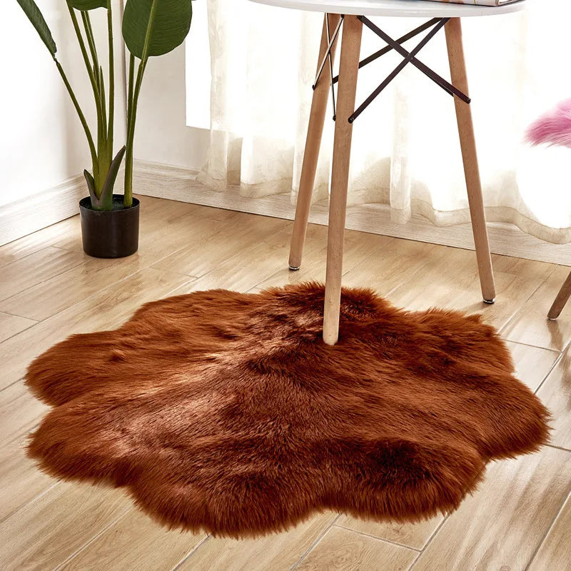 Dropshipping  Fluffy Round Faux Fur Plush Rug Carpet For Living Room Kids Bed Room Decor Luxury Soft Sheepskin Rug Floor mat