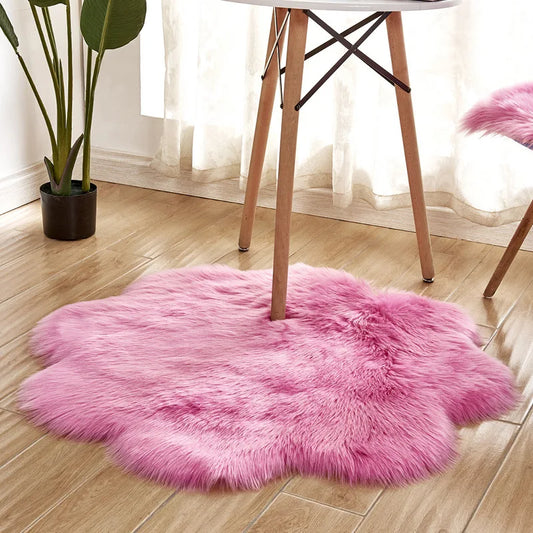 Dropshipping  Fluffy Round Faux Fur Plush Rug Carpet For Living Room Kids Bed Room Decor Luxury Soft Sheepskin Rug Floor mat