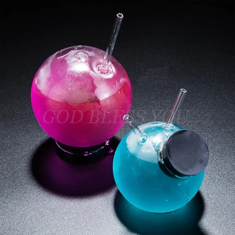 Cocktail Glass Creative Sphere Shaped Reusable Drinking Straw Cup Wine Juice Glasses Coffee Tumbler For Bar Home Party Drop Ship