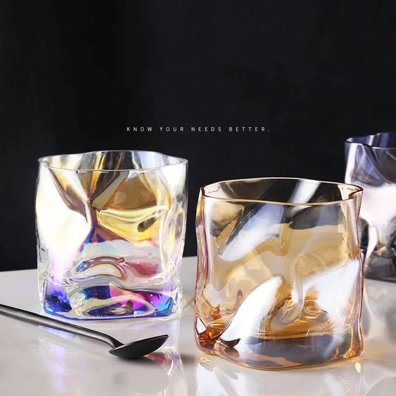 250ml Creative Distorted Shape Whisky Glasses Old Fashioned Glass Cocktail Glasses