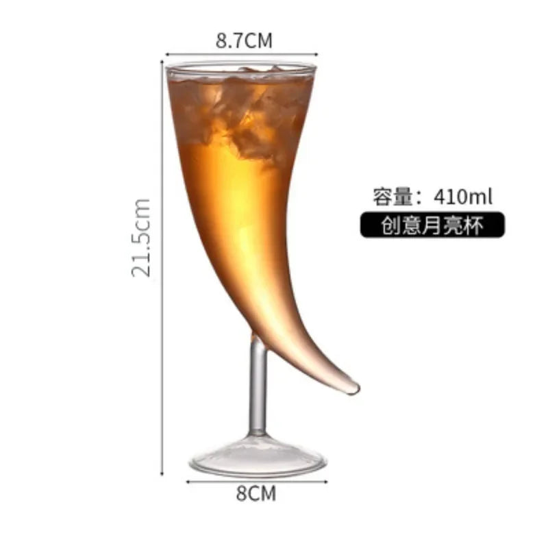 1pcs 410ml High Borosilicate Horn Shape Cocktail Martini Beer Drinking Glass Cup Creative Cocktail Glasses