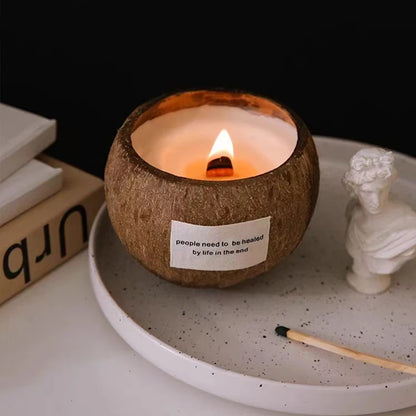 Coconut Shell Aromatherapy Candle Cup with Soybean Wax DIY Creative Restaurant Container Home Decoration Nordic Simplicity