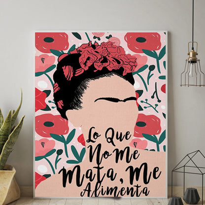 Frida Poster Mexican Woman Floral Portrait Paintings Print on Canvas Abstract Flower  Art Posters Nordic Wall Decoration Picture