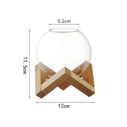 1 PC Elegant and Sophisticated Creative Ball Shape Coffee Juice Cocktail Glasses Cup with Wood Base