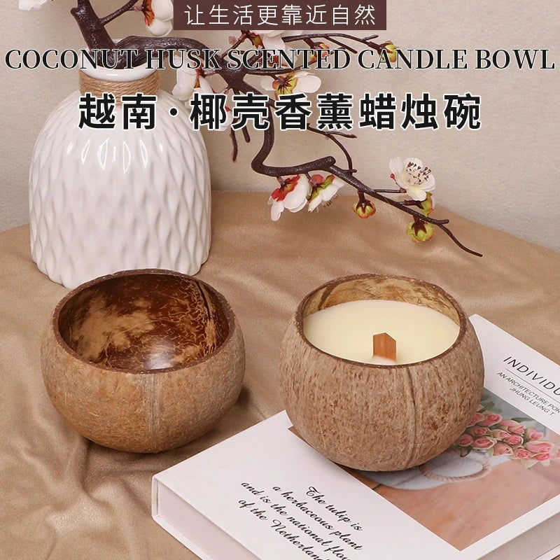 Coconut Shell Aromatherapy Candle Cup with Soybean Wax DIY Creative Restaurant Container Home Decoration Nordic Simplicity