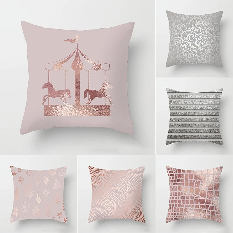 Pink Geometric Print Decor Pillow Cover Wedding Party  Sofa Office Seat Hotel Cushion  Modern Light Luxury Home