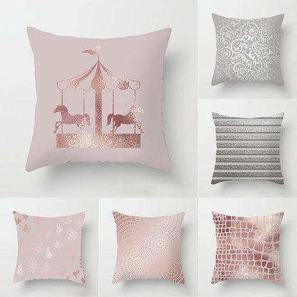 Pink Geometric Print Decor Pillow Cover Wedding Party  Sofa Office Seat Hotel Cushion  Modern Light Luxury Home