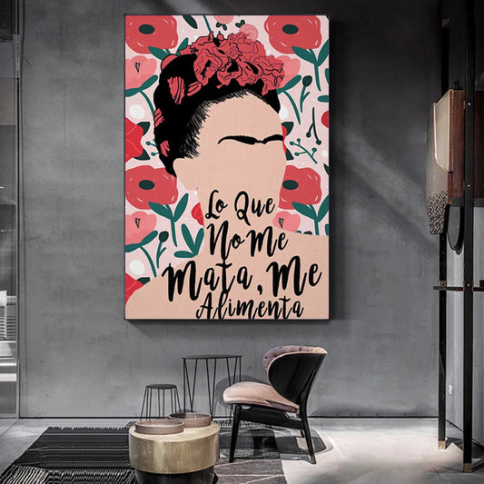 Frida Poster Mexican Woman Floral Portrait Paintings Print on Canvas Abstract Flower  Art Posters Nordic Wall Decoration Picture