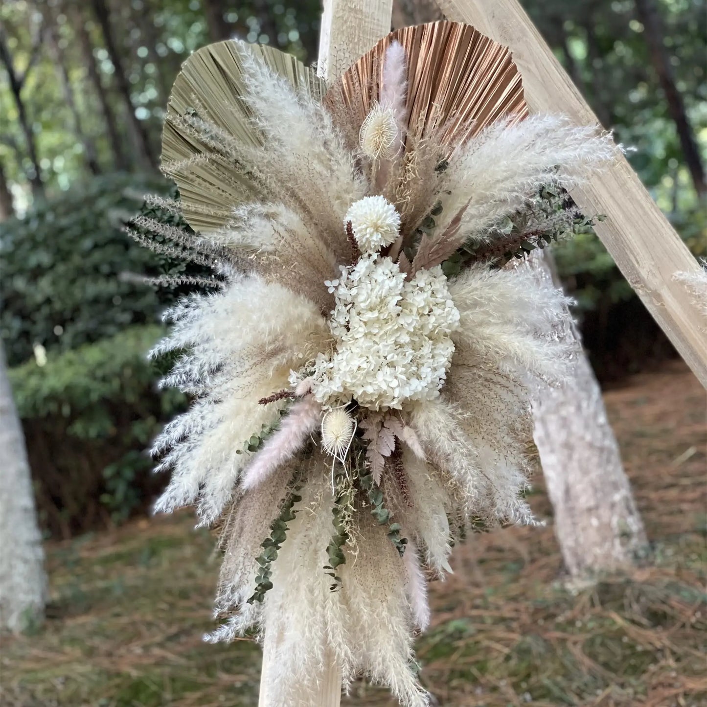 Dried Flower Wedding Arch Row Table Flower Pampas Grass Artificial Rose Boho Wedding Flower Arrangement Party Photo Display