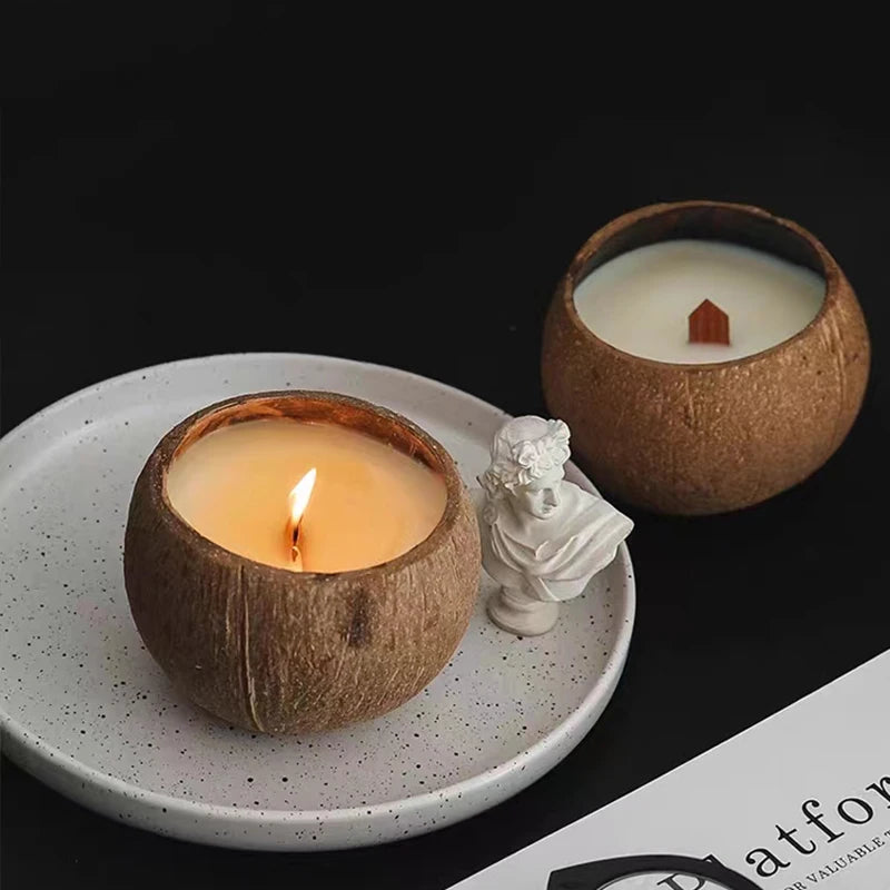 Coconut Shell Aromatherapy Candle Cup with Soybean Wax DIY Creative Restaurant Container Home Decoration Nordic Simplicity