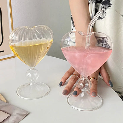 Creative Heart Shaped Glass Cup Cocktail Glasses Wine Juice Tumbler Glass Mug Drinkware Wedding Party Bar Home Drinking Cups