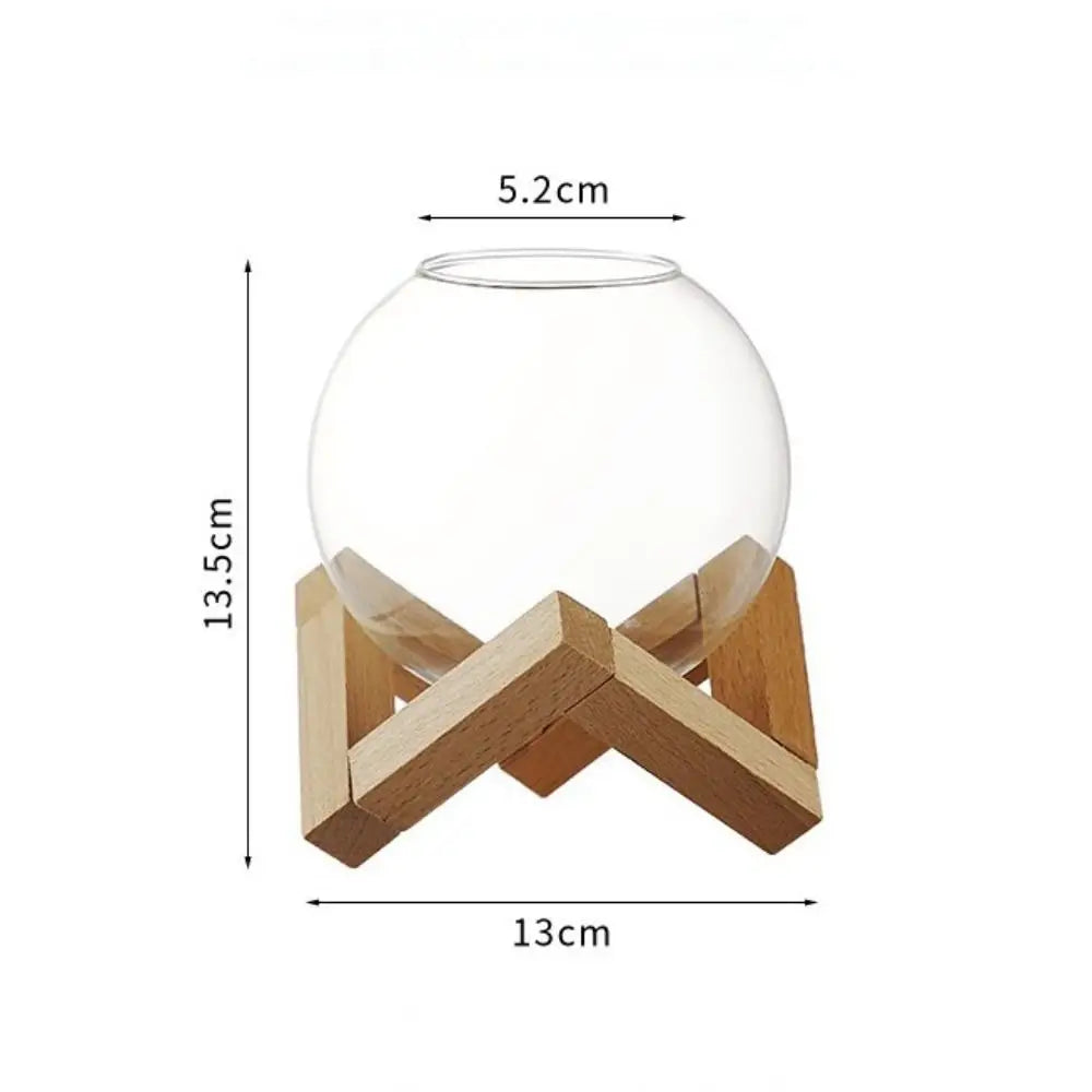 1 PC Elegant and Sophisticated Creative Ball Shape Coffee Juice Cocktail Glasses Cup with Wood Base