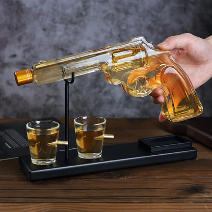 AK47 Gun Shape High-End Glass Whisky Decanter Elegant Wine Container Dispenser With Holder Rack Home Bar Decoration Decanters