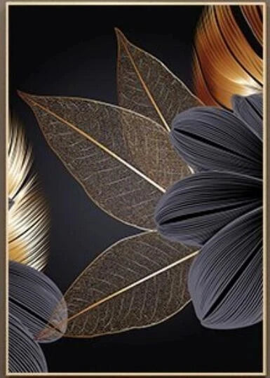 Gold Plant Leaf Canvas Painting Plant Landscape Poster Prints Picture Wall Art for Living Room Modern Home Decor No Frame