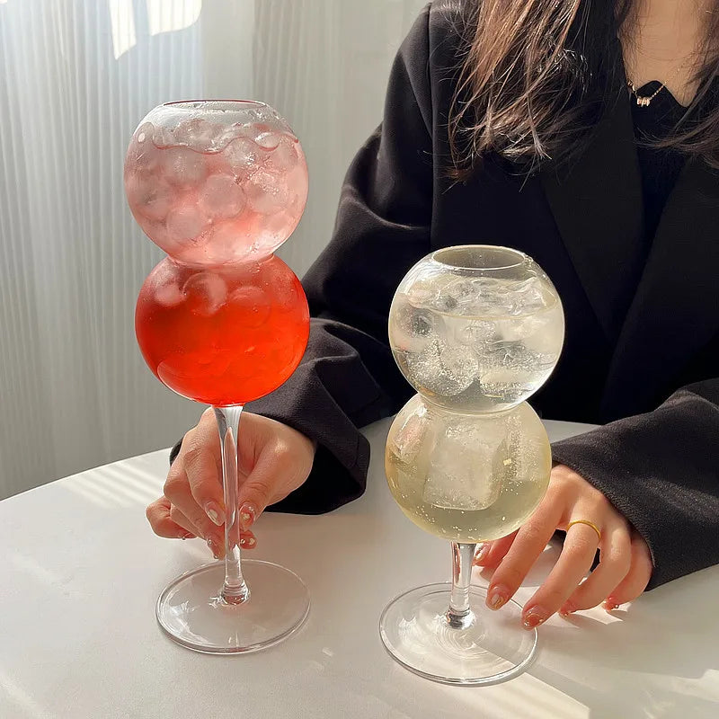 Creative Goblet Bubble Ball Cocktail Champagne Wine Juice Milk Whiskey Brandy Glasses Water Cup for Bar Restaurant Drinkware