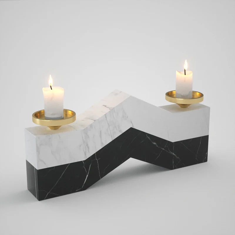 Scandinavian Marble Candle Holder: Luxurious Modern Décor Accent