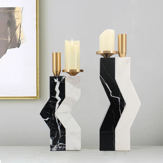 Scandinavian Marble Candle Holder: Luxurious Modern Décor Accent