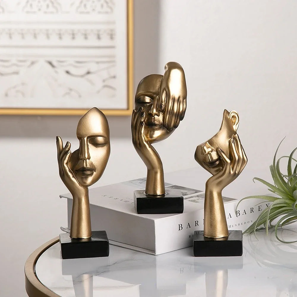 Resin Abstract Statue Desktop Ornaments Sculpture Figurines Face Character Nordic Light Luxury Art Crafts Office Home Decor