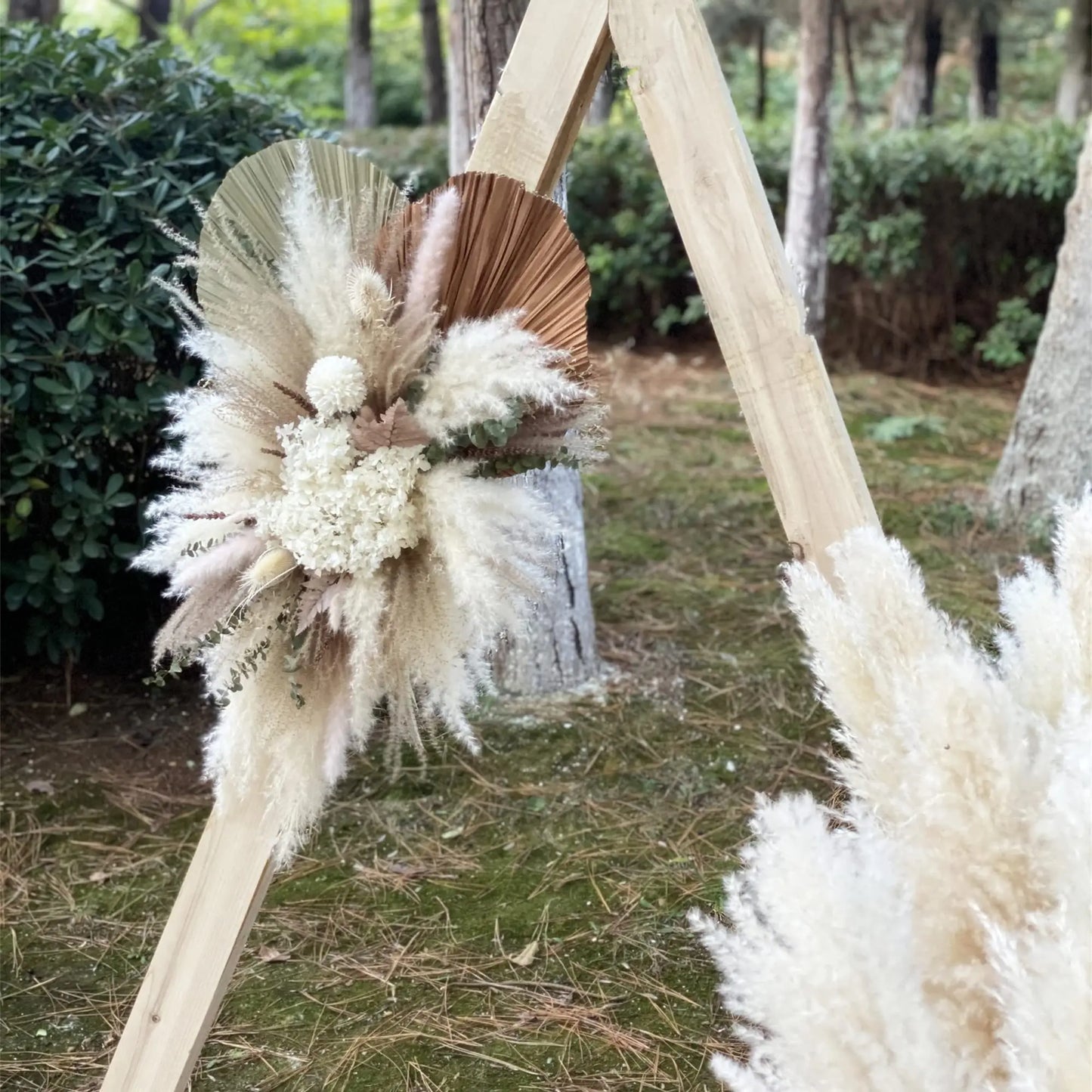 Dried Flower Wedding Arch Row Table Flower Pampas Grass Artificial Rose Boho Wedding Flower Arrangement Party Photo Display