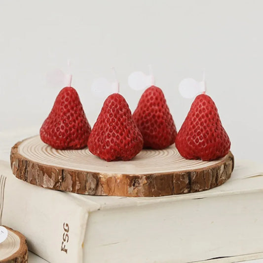 1pcs New Strawberry Candles Soy Wax Aromatherapy Scented Candles Cake Toppers For Birthday Party Baby Shower Home Decorations