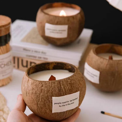 Coconut Shell Aromatherapy Candle Cup with Soybean Wax DIY Creative Restaurant Container Home Decoration Nordic Simplicity