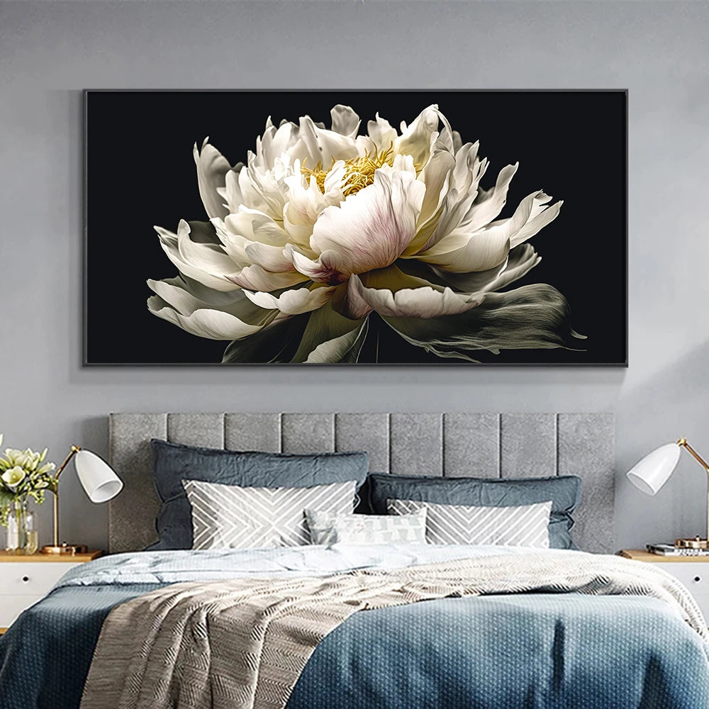 Green Gold Lotus Flower Wall Art Poster Print Canvas Painting Elegant Luxury Plants Floral Picture Living Room Home Decor Cuadro