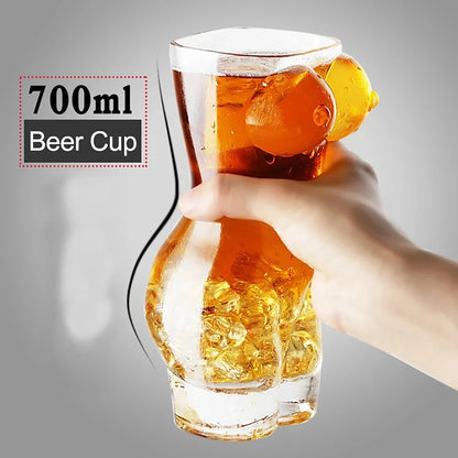 Sexy Lady Men Durable Double Wall Whiskey Glasses Wine Shot Creative Body Shape Glass Cup Glass Big Chest Beer Cup 700ML