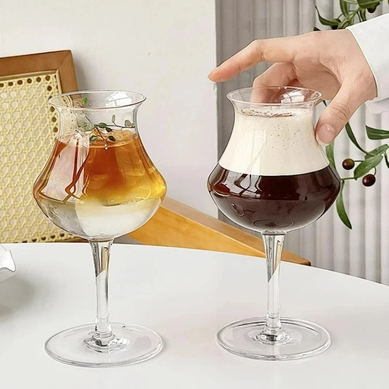 Reverse Glass Goblet Creative Nordic Coffee Cups Vase Shape Glasses Latte Cup Simple Cocktail Cups Household Drinkware Accessory