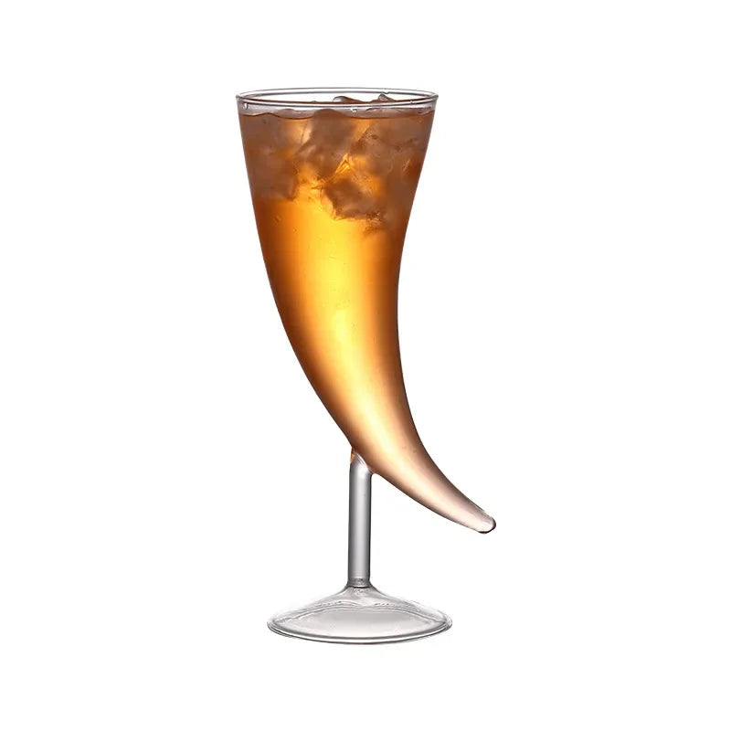 1pcs 410ml High Borosilicate Horn Shape Cocktail Martini Beer Drinking Glass Cup Creative Cocktail Glasses