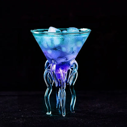 Creative Clear Cocktail Glass Cup Romantic Rose Flower Shaped Wine Glass Octopus Jellyfish MartiniGlass Party Bar Drinking Cup ﻿