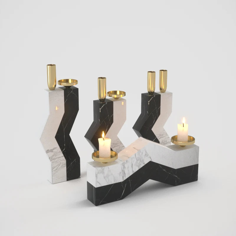 Scandinavian Marble Candle Holder: Luxurious Modern Décor Accent