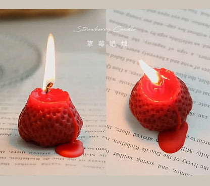 1pcs New Strawberry Candles Soy Wax Aromatherapy Scented Candles Cake Toppers For Birthday Party Baby Shower Home Decorations